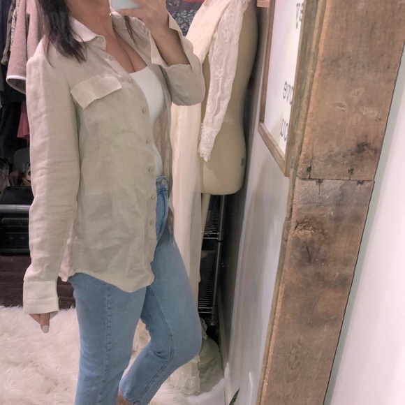 WORTH linen button down top size XP - Picture 2 of 9